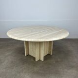 Round travertine coffee table