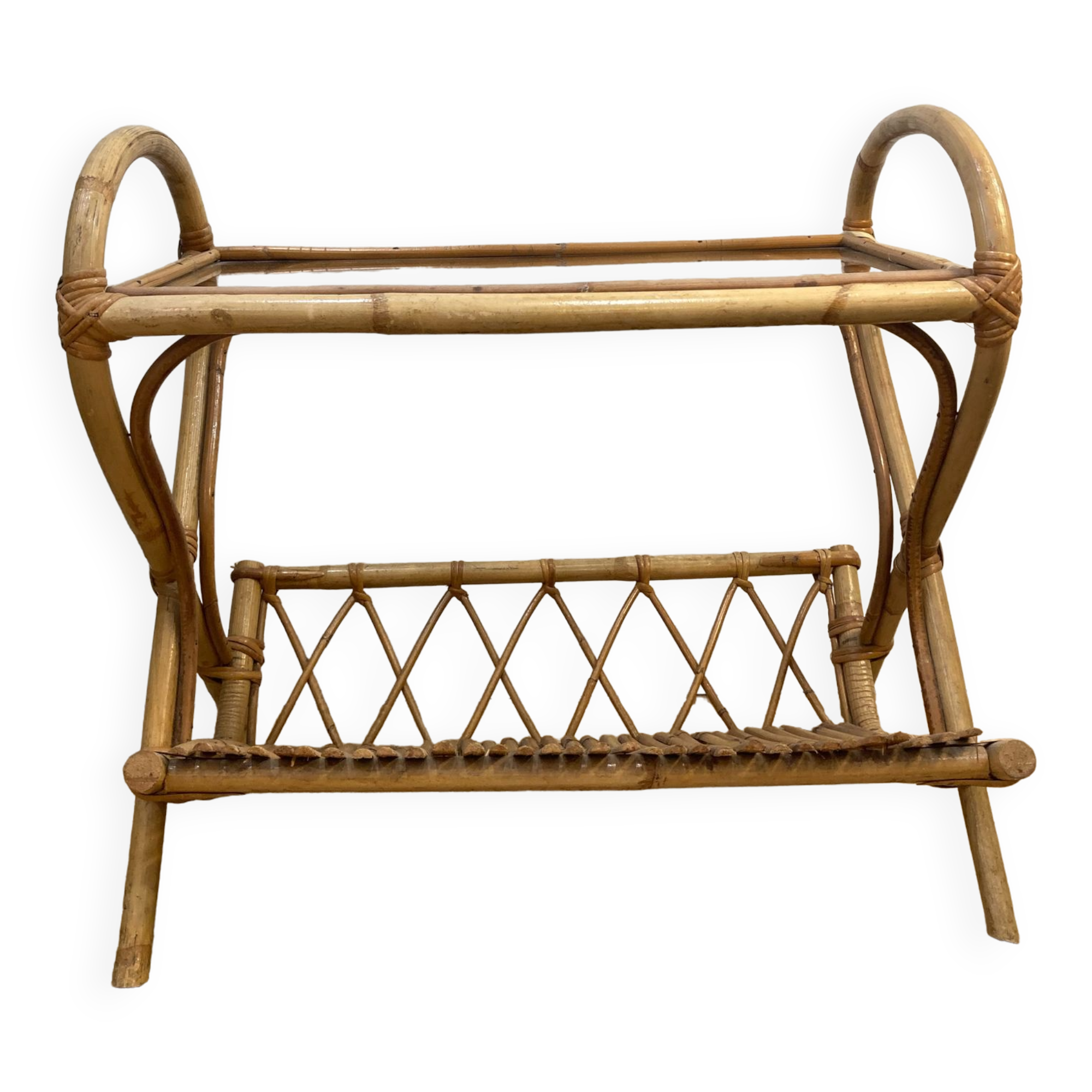 Vintage rattan magazine holder