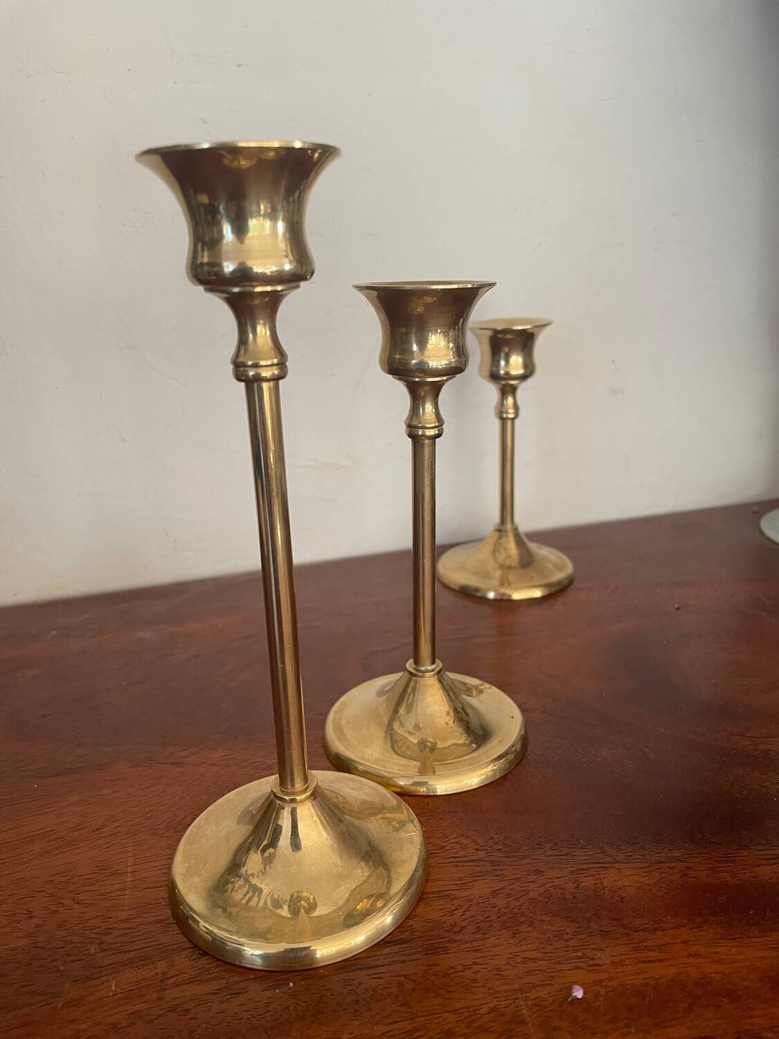 Bougeoirs scandinaves en laiton vintage