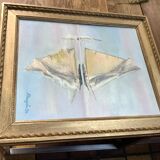 Oil on canvas placed on its framed reflection