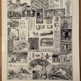 Lithography engraving on minerals and mines from 1928