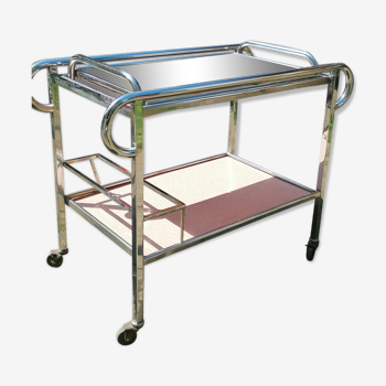 Art deco bar trolley in chrome