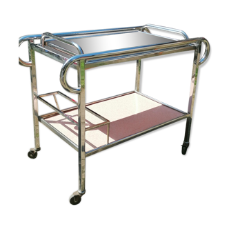 Art deco bar trolley in chrome