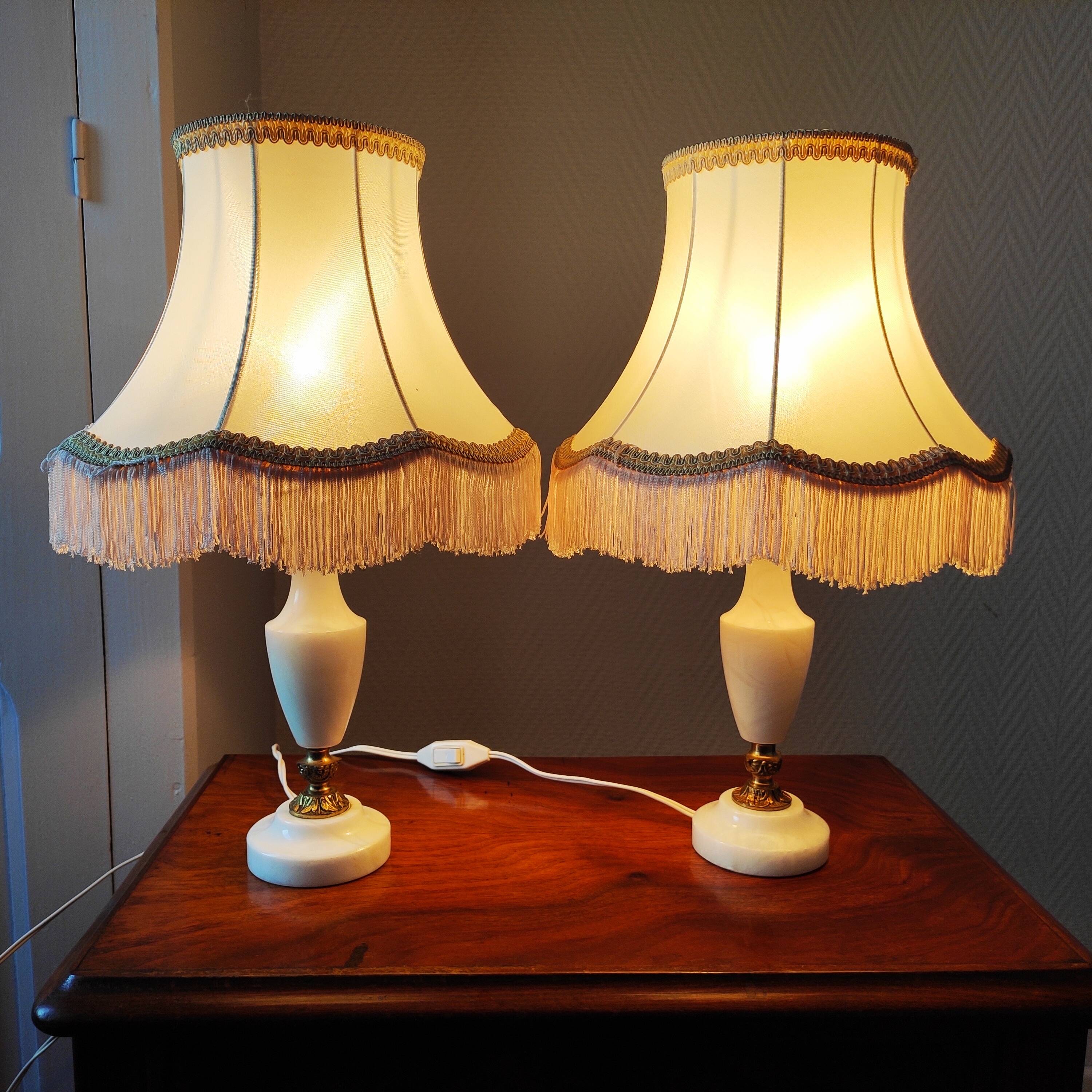 Pair of vintage alabaster lamps