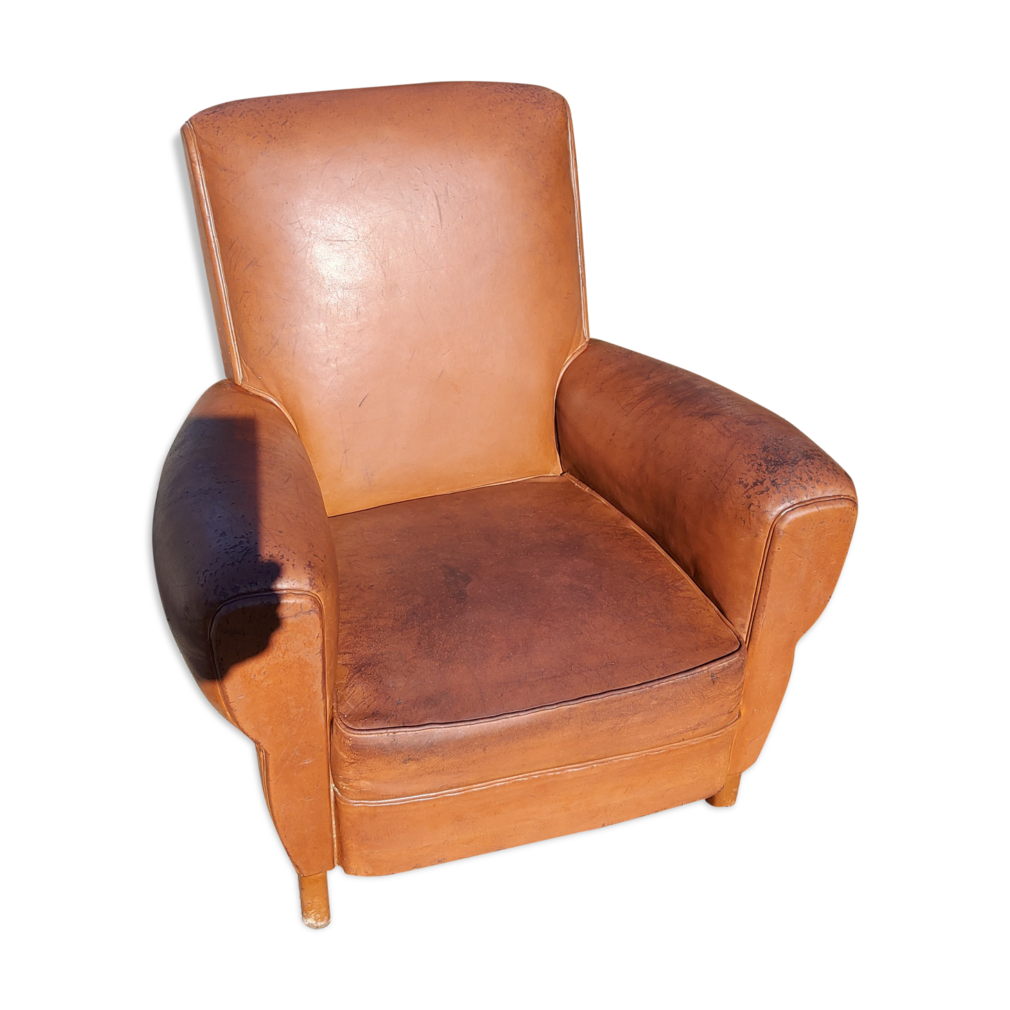 Club armchair in brown leather art deco 1930