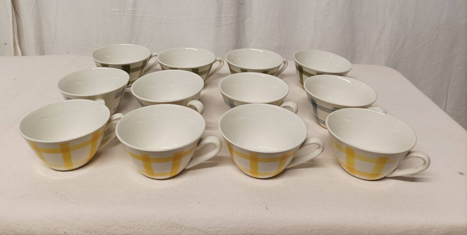 Lot of old cups Vintage tea towels