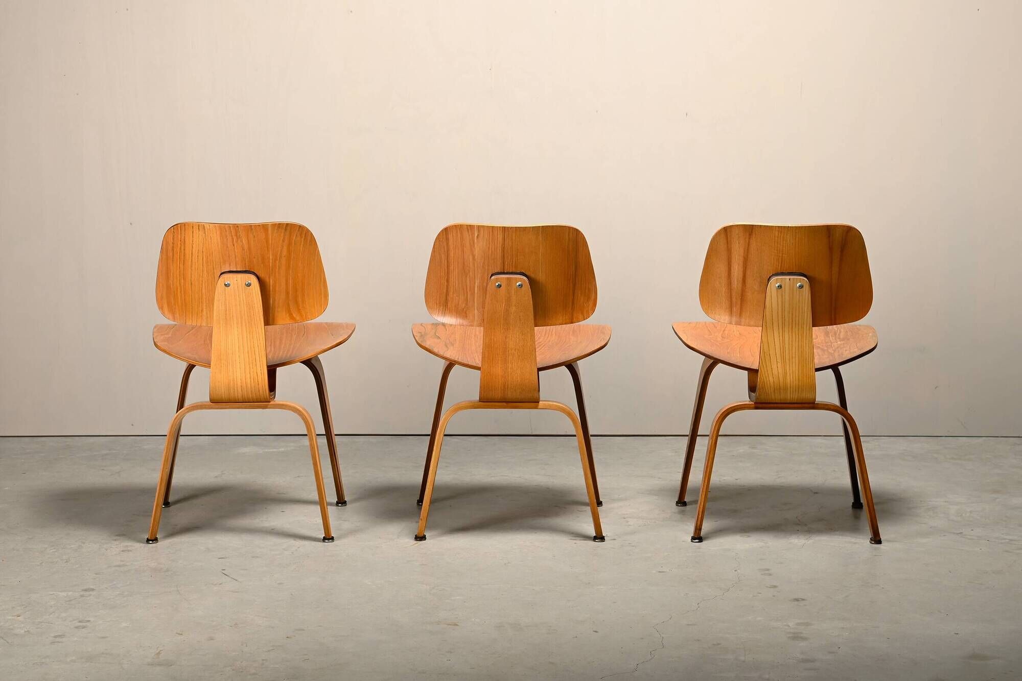 Charles and Ray Eames Early DCW Ash Plywood Dining Chairs for Herman Miller