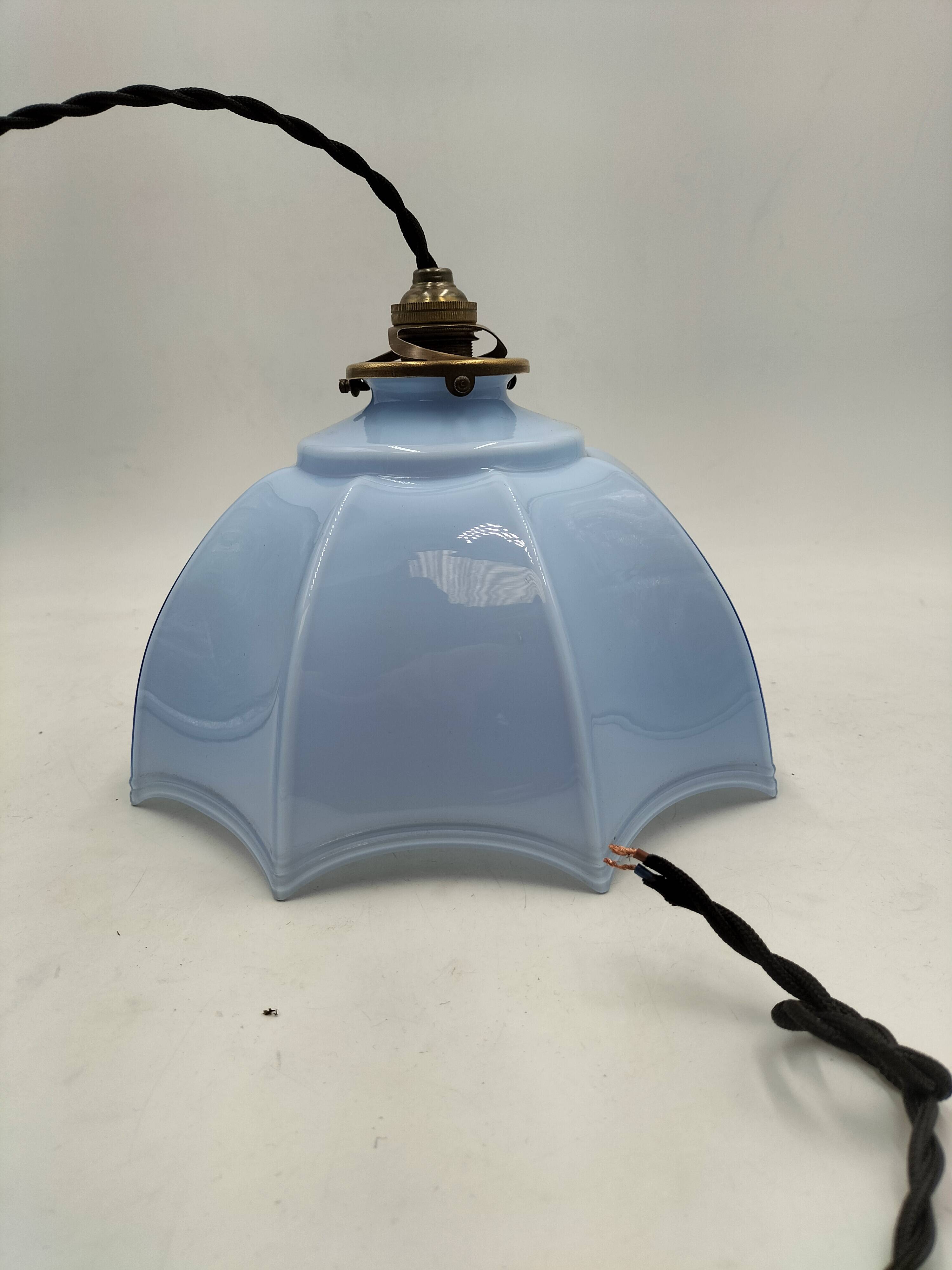 Blue opaline pendant light