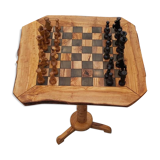 Xlarge Olive Wood Chess Table Rustic chess game 18 "with 32 chess pieces