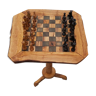 Table de jeu d'échecs en bois d'olivier jeu d'échecs rustique 18 "avec 32 pièces d'échecs