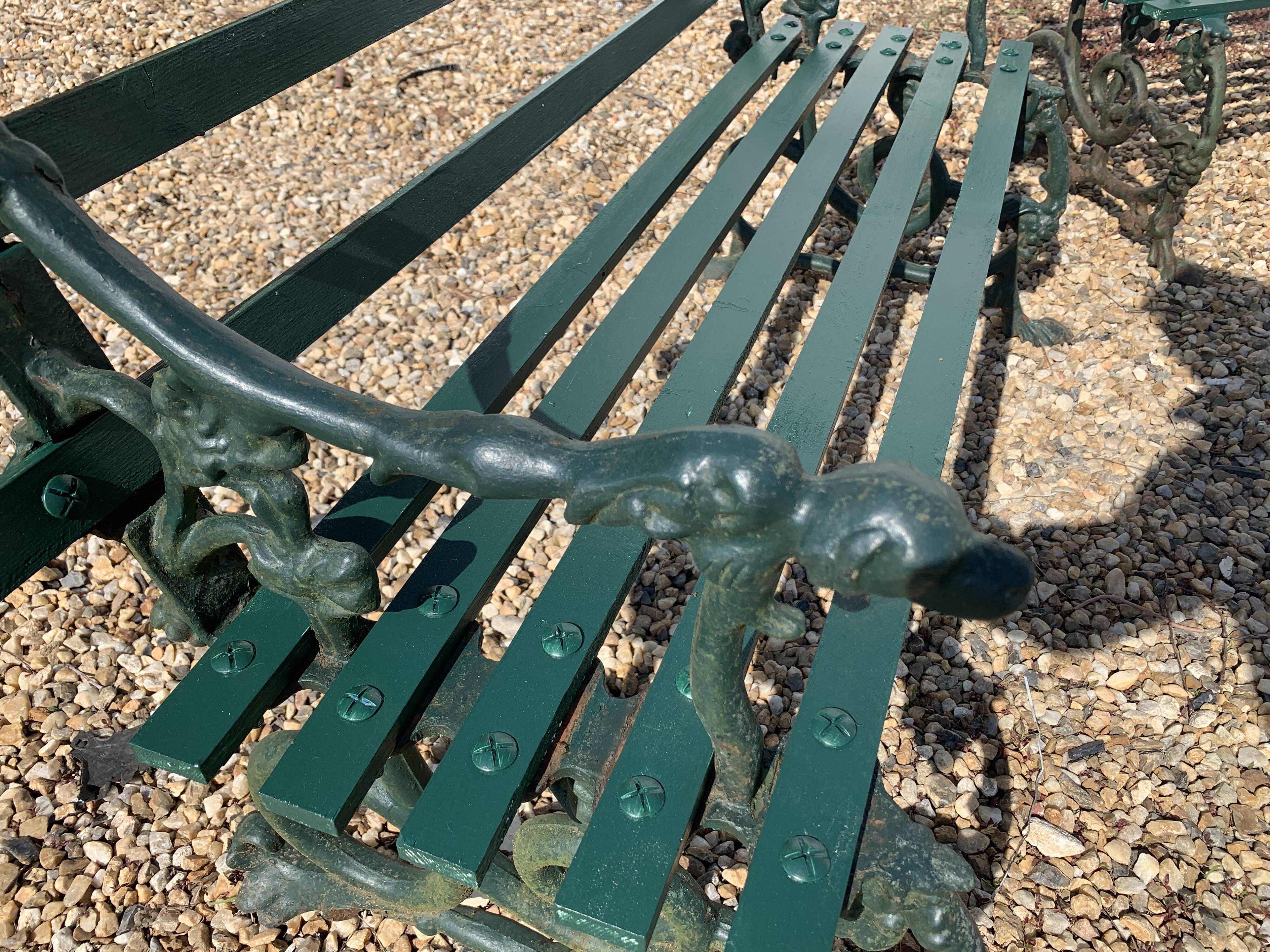 2-seat bench in wrought iron and wood