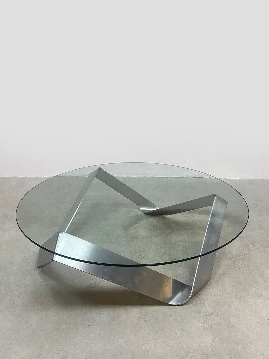 Vintage design glass coffee table Knut Hesterberg Ronald Schmitt 1970