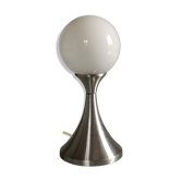 Brushed stainless steel and glass lamp from the 70s