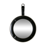 leather mirror, saddle stitching, 60s