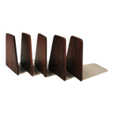 Set of 5 vintage bookends from the 1960s, in rosewood with metal “feet”