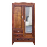 Armoire bois art déco avec miroir, meuble de rangement bois, armoire parisienne vintage