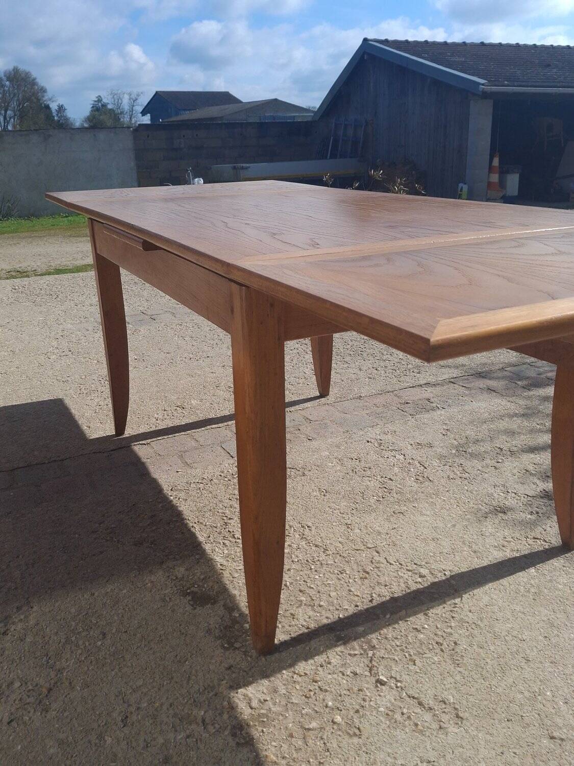 Extendable solid oak table Scandinavian 1960s-70s