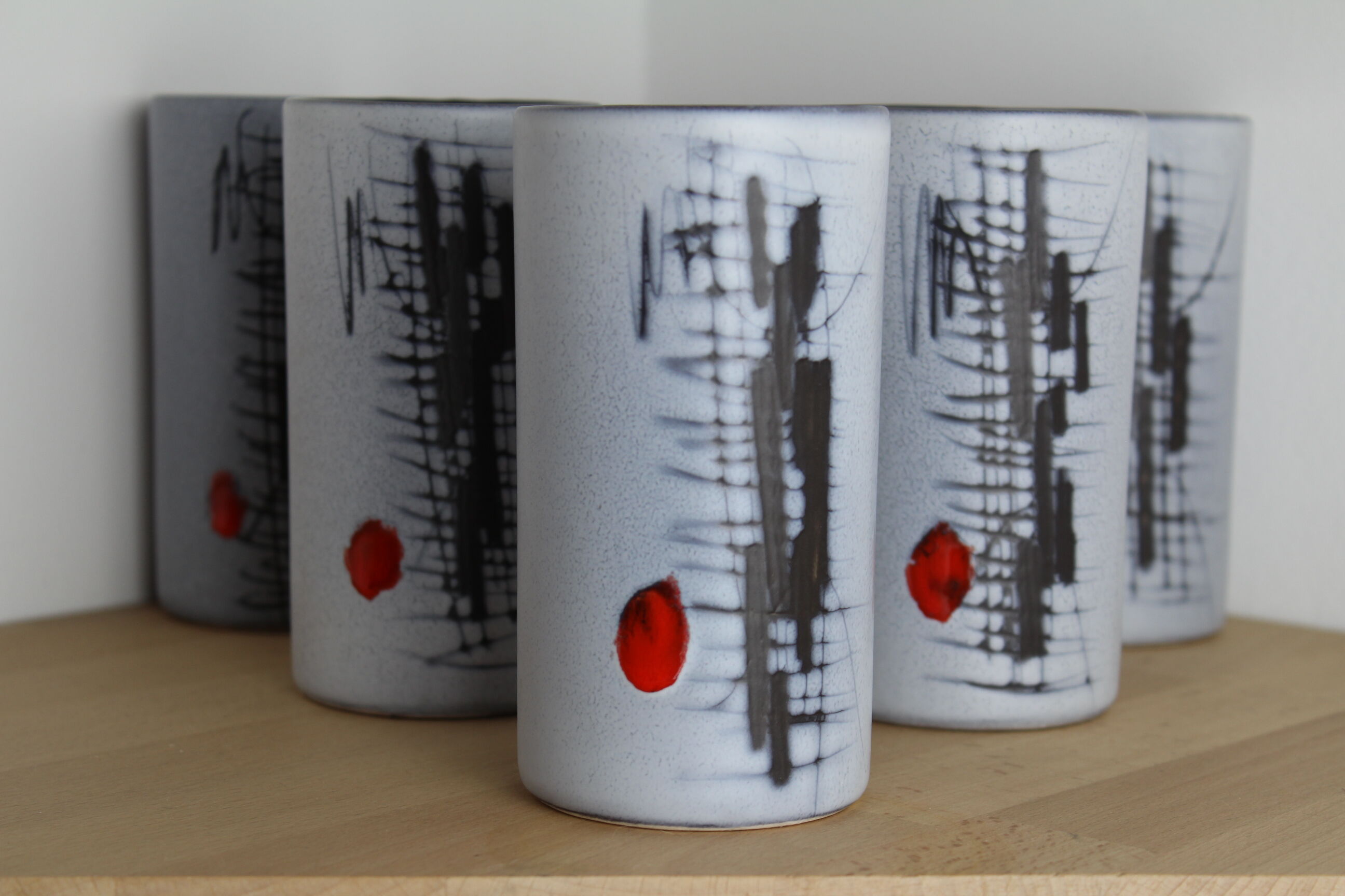 Set of 6 cups François Caleca Vallauris, ceramics