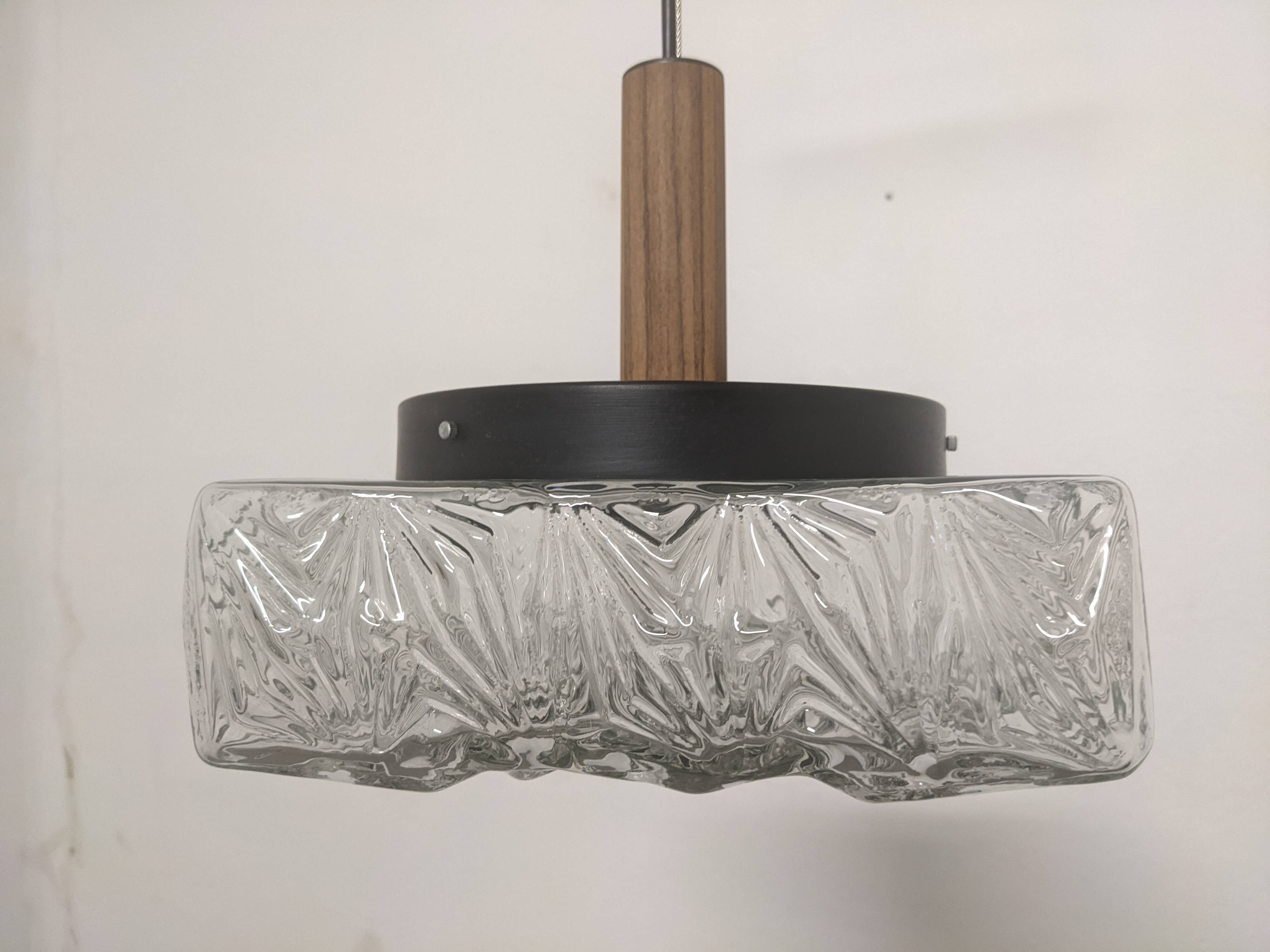 Square glass pendant light by Limburg, Germany circa 1970