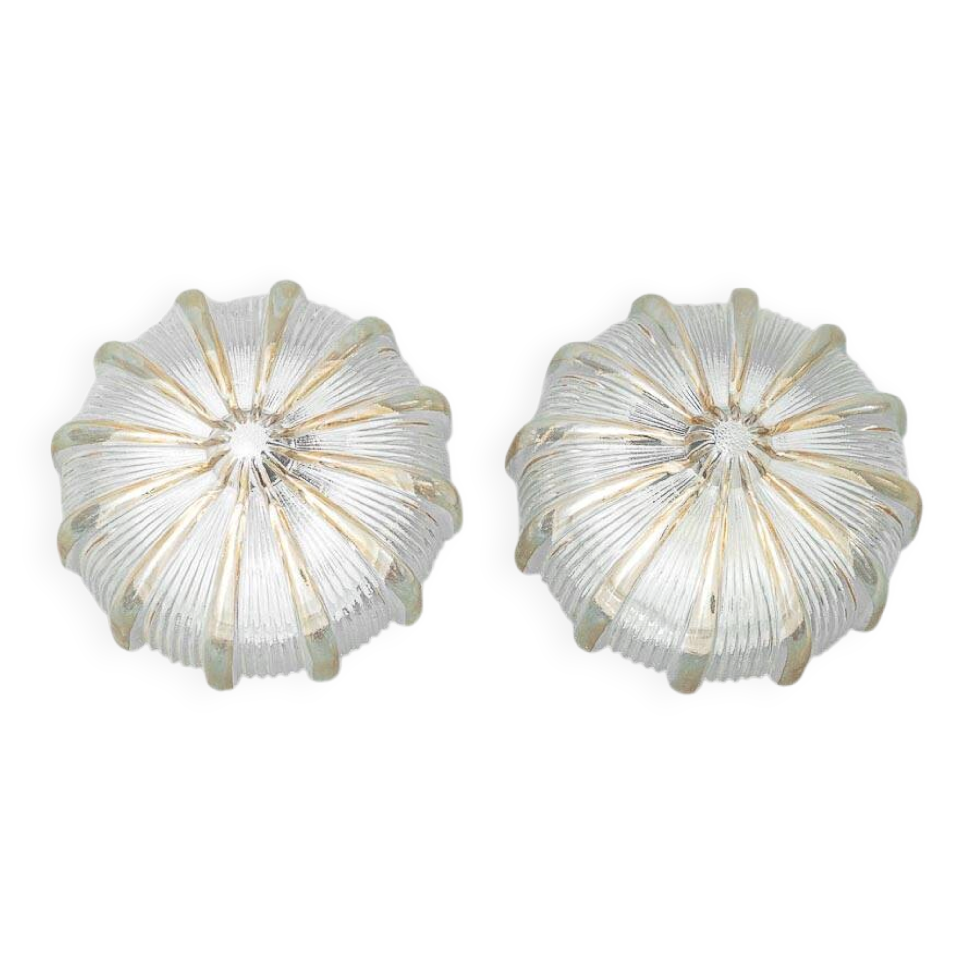 Pair of vintage wall lights in worked transparent glass – 1970s