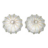 Pair of vintage wall lights in worked transparent glass – 1970s