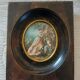 Portrait miniature  de  " fragonard "  la  fille  et  son  chien