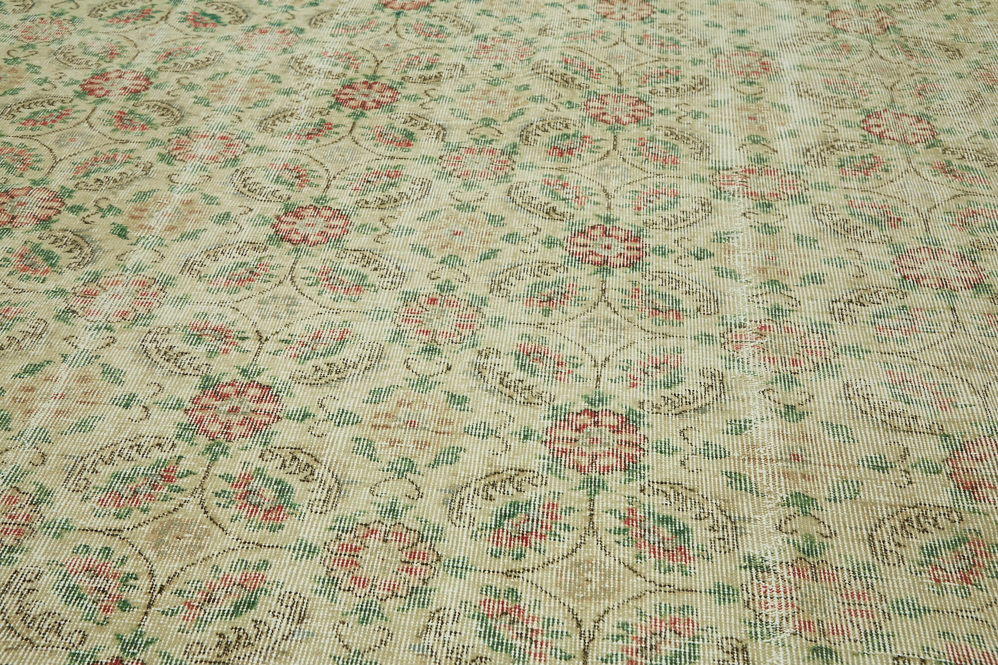 Handmade oriental contemporary 1980s 240 cm x 356 cm beige wool carpet