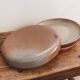 Set of 3 antique glazed stoneware plates.