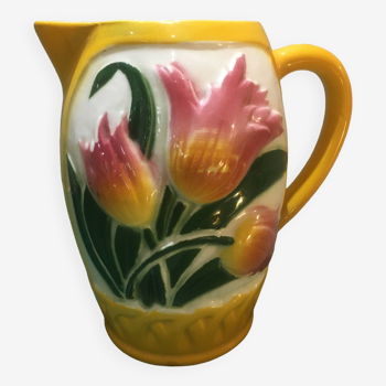 Pichet Barbotine tulipes