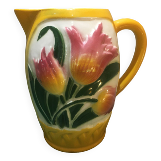 Pichet Barbotine tulipes