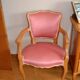 Fauteuil cabriolet en merisier et tissu