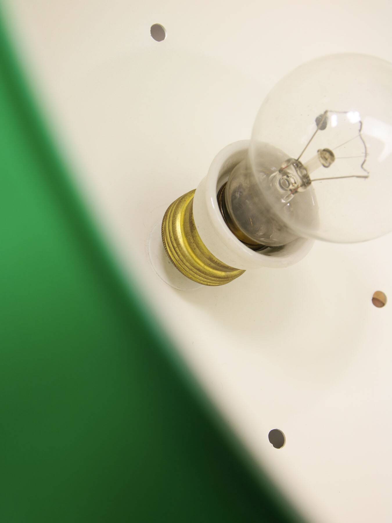 Vintage Green Italian Pool Table Lamp in Brass and Plastic