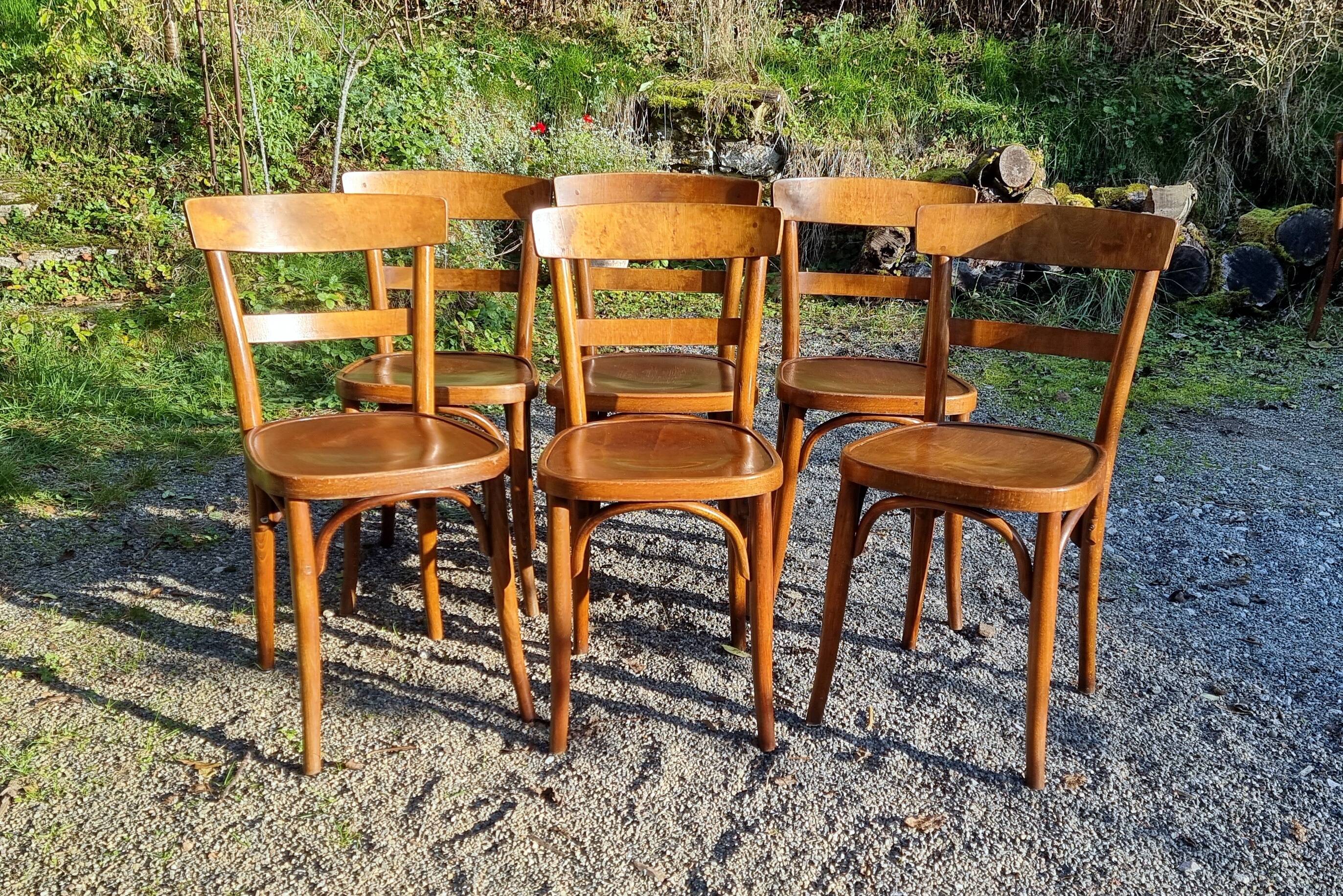 Lot of 6 Horgen-Glaris bistro chairs from the 40s