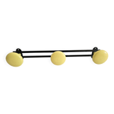 Portemanteau mural en métal noir et jaune, 3 patères