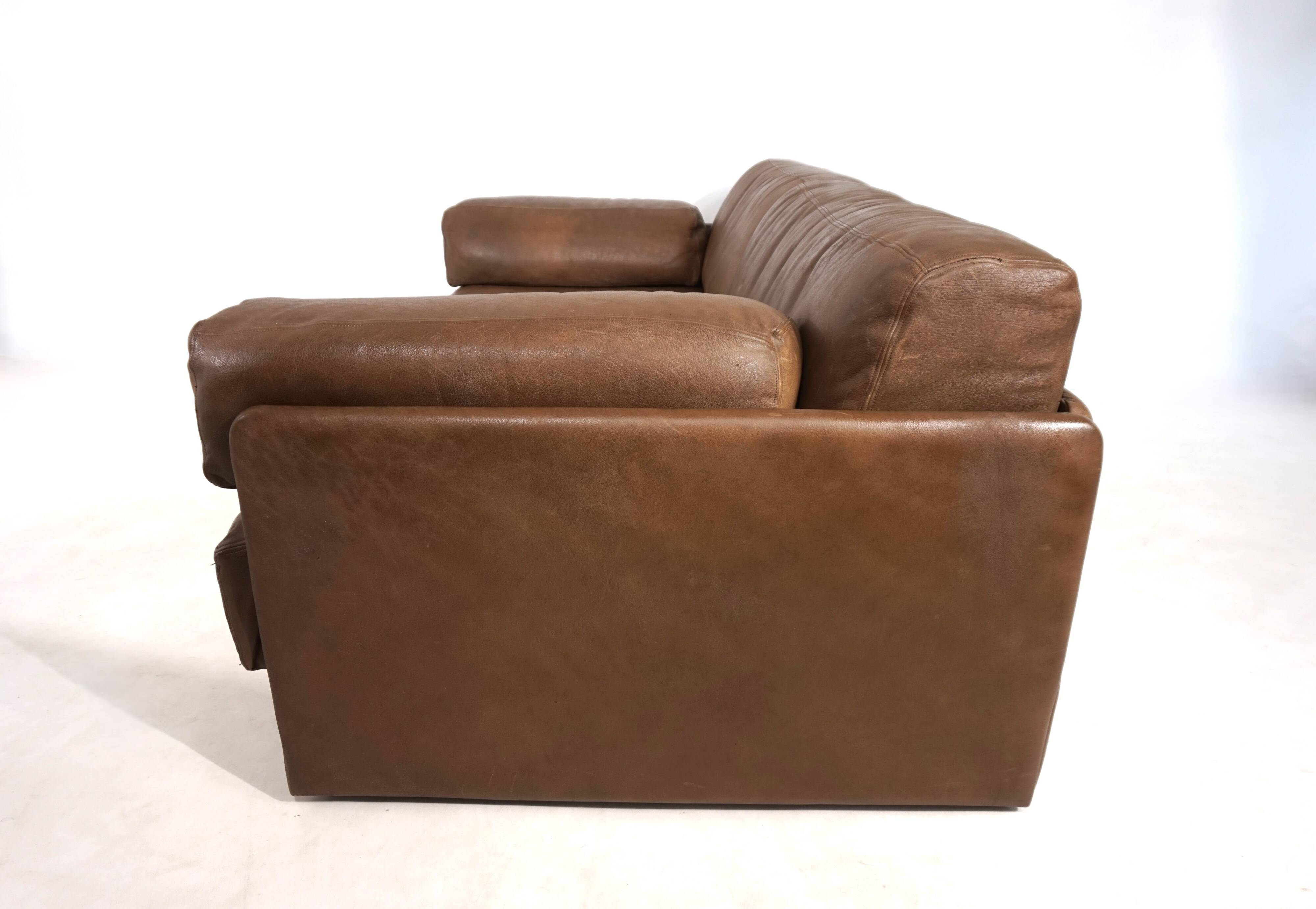 De Sede DS-76 leather double sofa bed, 1970