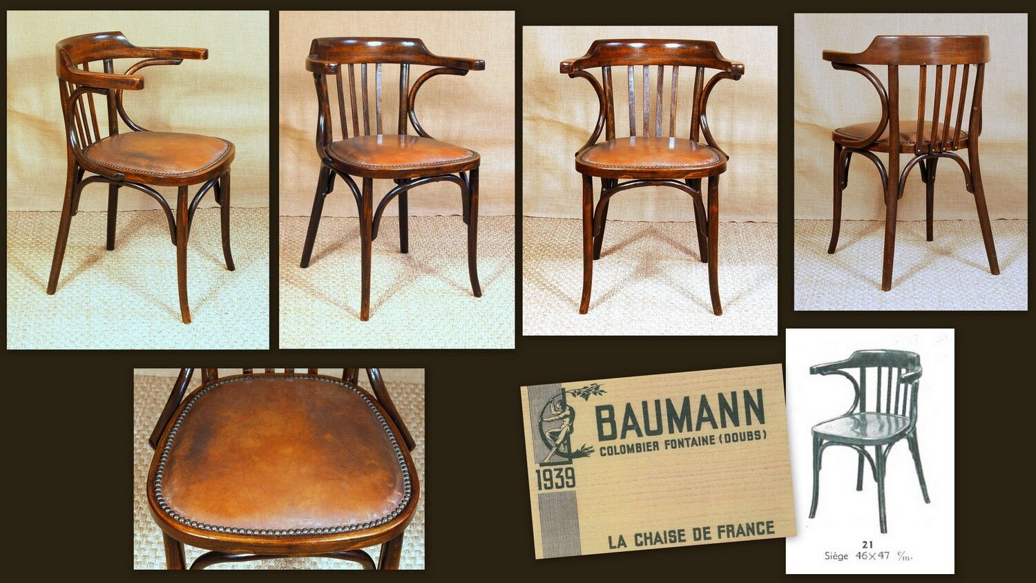 Baumann 1939 ca faux leather Office armchair