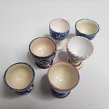 Lot of six enamelled ceramic cockroaches with Mediterranean themed decorations