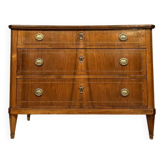 Louis XVI period chest of drawers in mahogany and marquetry circa 1780