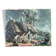 Huile sur toile ferme bretonne avec puits par P. Cario