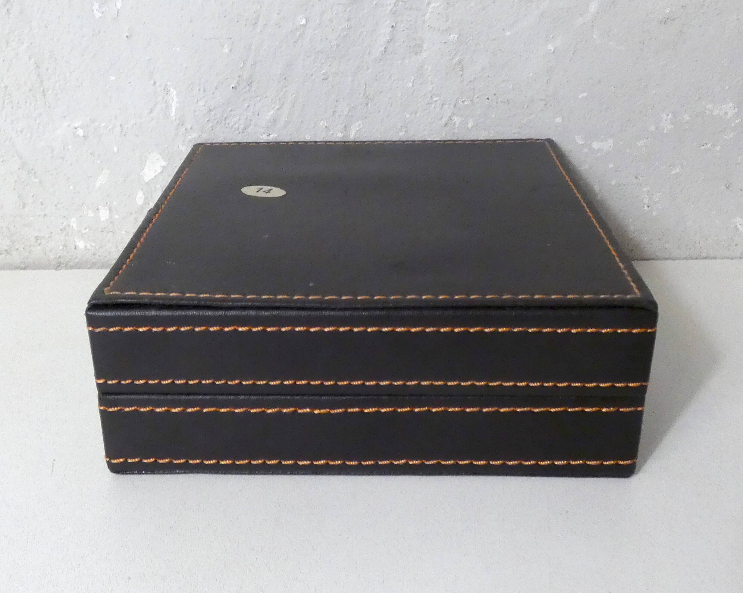 Vintage glass and leather ashtray box