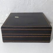 Coffret cendrier en verre et cuir vintage