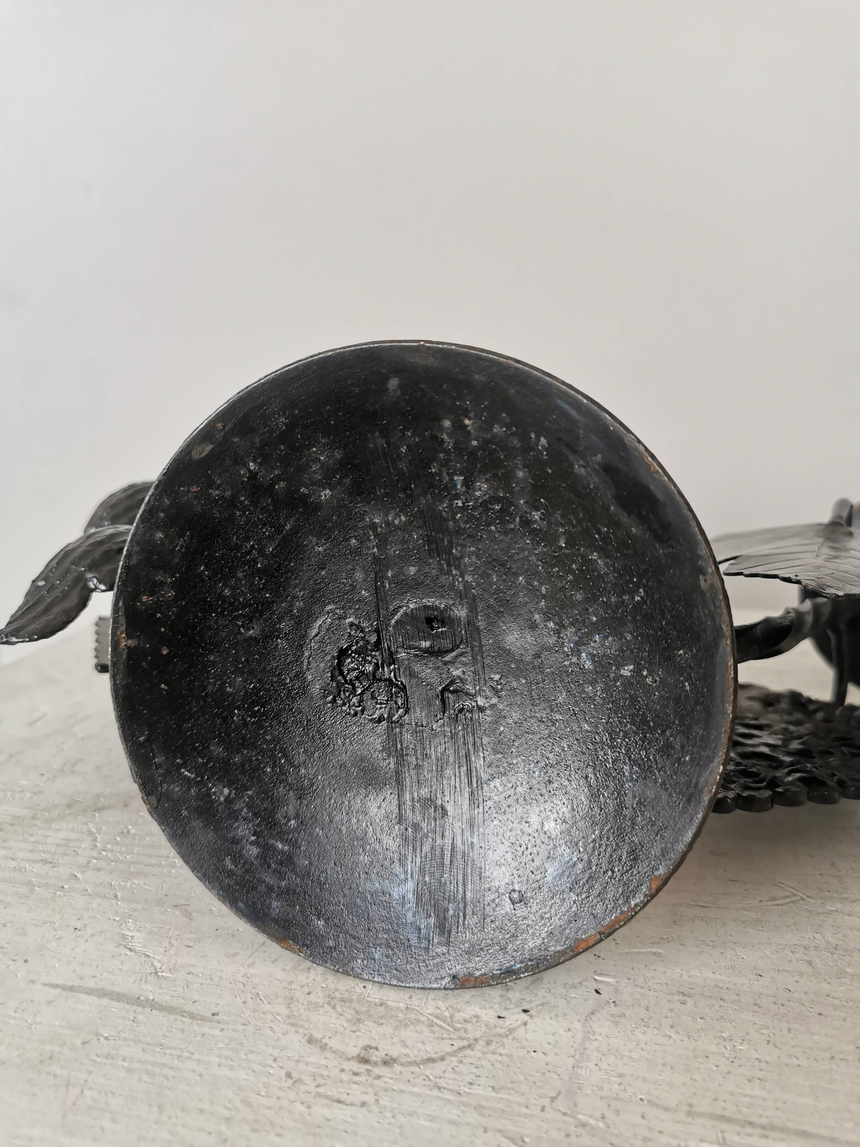Vintage Forged Iron Grape Leaves Candlestick - Yugoslavia Mid-Century Decor