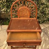 Rattan bedside and vintage bamboo