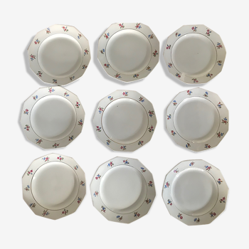 Set of 9 vintage flowered plates