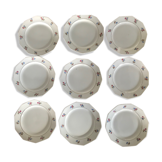 Set of 9 vintage flowered plates