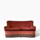 Vintage two-seater armchair in powder pink velvet with fringes.