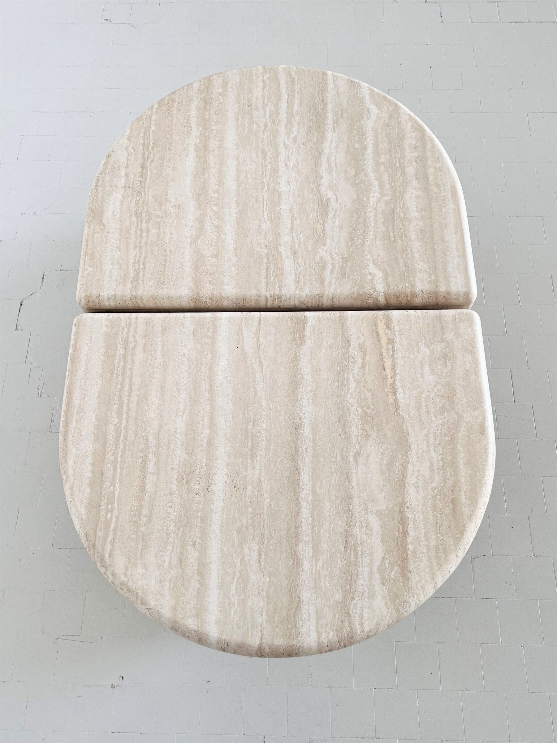 Italian midcentury travertine marble coffee table of two pieces, 1970s