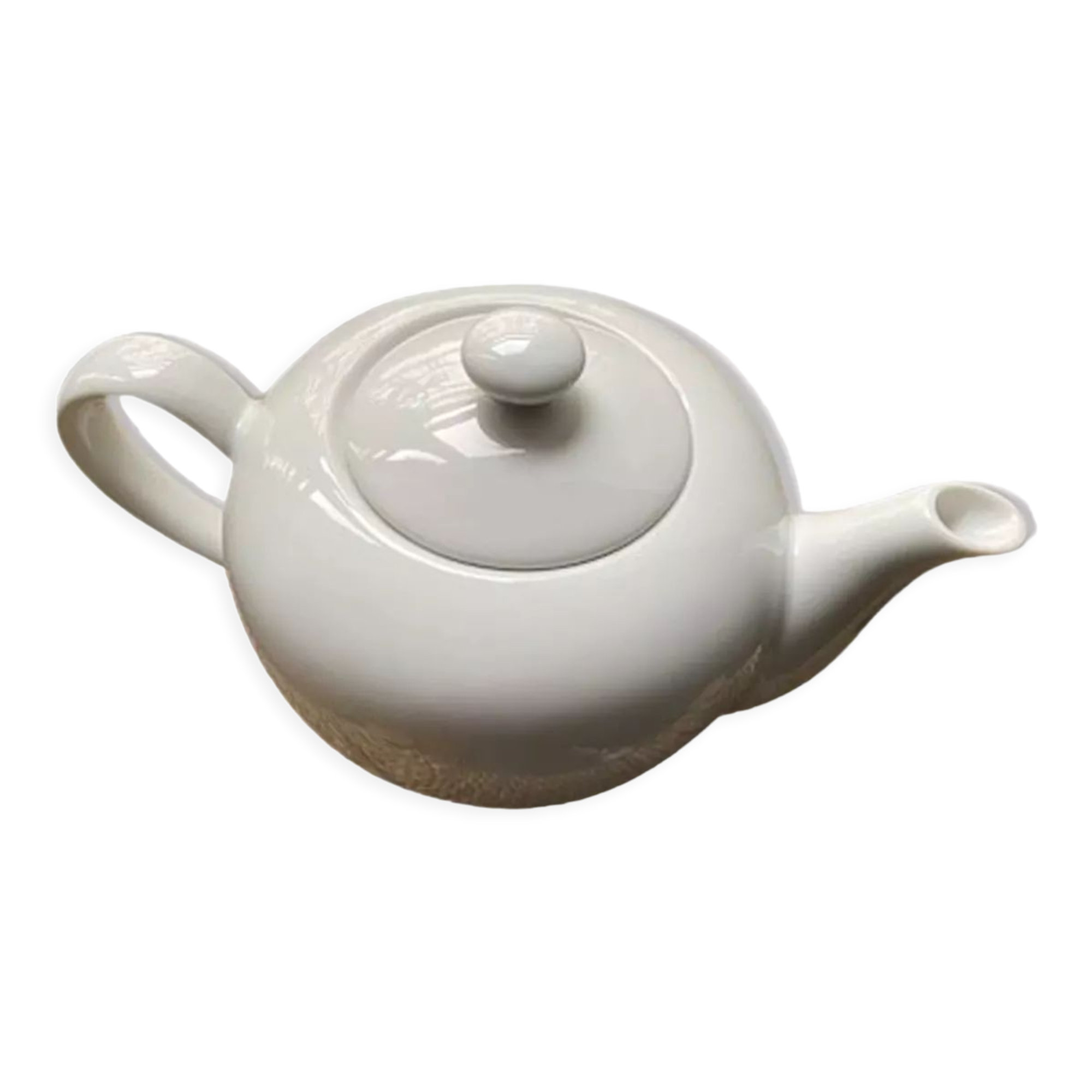 Round teapot in white earthenware, 1 liter