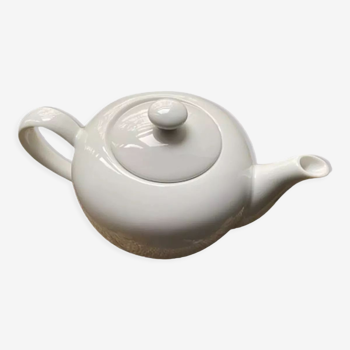 Round teapot in white earthenware, 1 liter