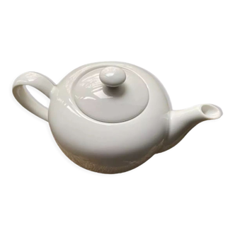 Round teapot in white earthenware, 1 liter